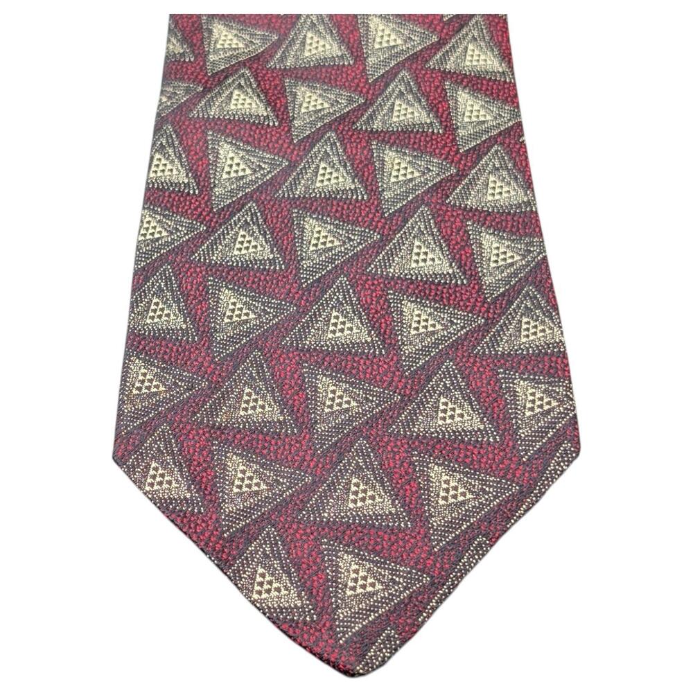 Robert Talbott Best of Class Tie Mens 57" Classic Silk Red Geometric Triangle - Picture 3 of 9